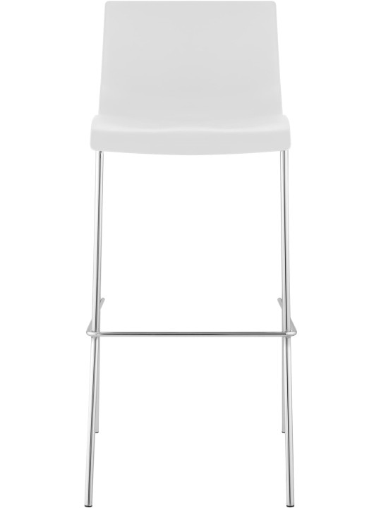 Tabouret de bar Hoover chromé structure 4 pieds, blanc
