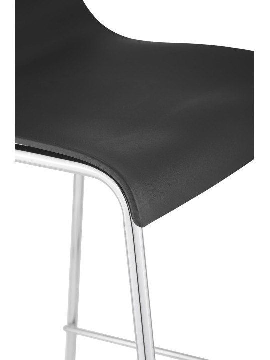 Tabouret de bar Hoover chromé structure 4 pieds, noir