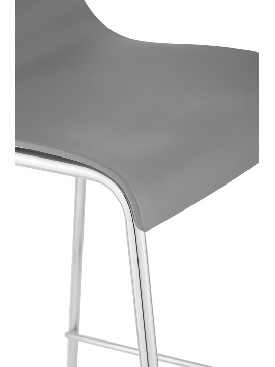 Tabouret de bar Hoover chromé structure 4 pieds, gris