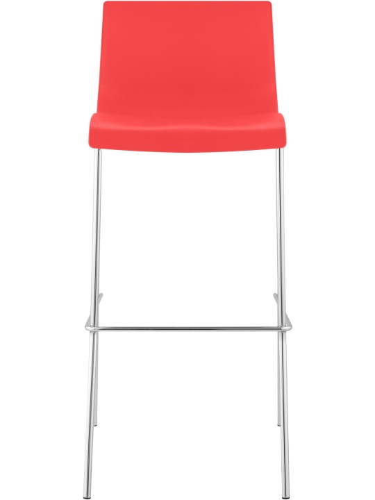 Tabouret de bar Hoover chromé structure 4 pieds, rouge