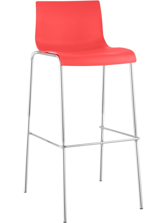 Tabouret de bar Hoover chromé structure 4 pieds, rouge
