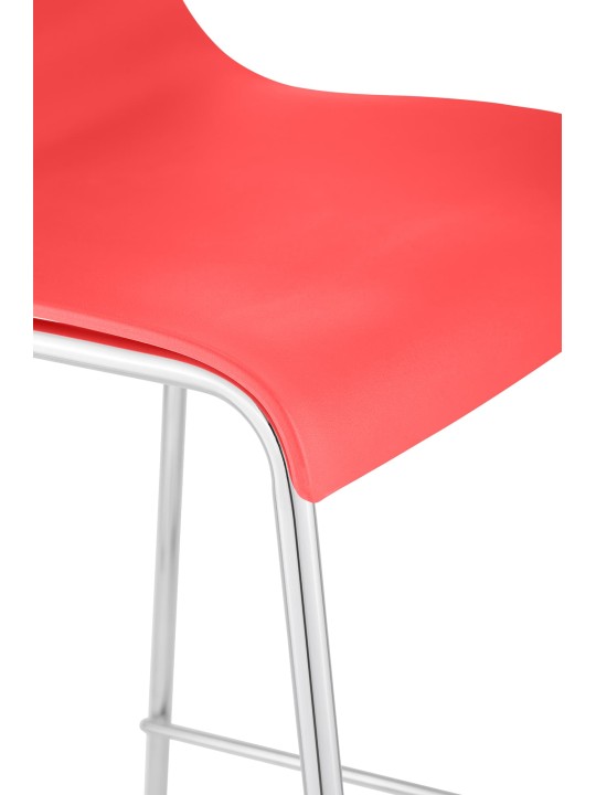 Tabouret de bar Hoover chromé structure 4 pieds, rouge