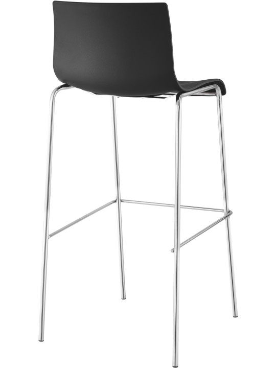 Lot de 2 tabourets de bar Hoover plastique 4 pieds structure chrome, noir Lot de 2 tabourets de bar Hoover plastique 4 pieds structure chrome, noir