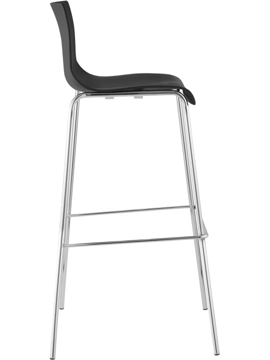 Lot de 2 tabourets de bar Hoover plastique 4 pieds structure chrome, noir Lot de 2 tabourets de bar Hoover plastique 4 pieds structure chrome, noir