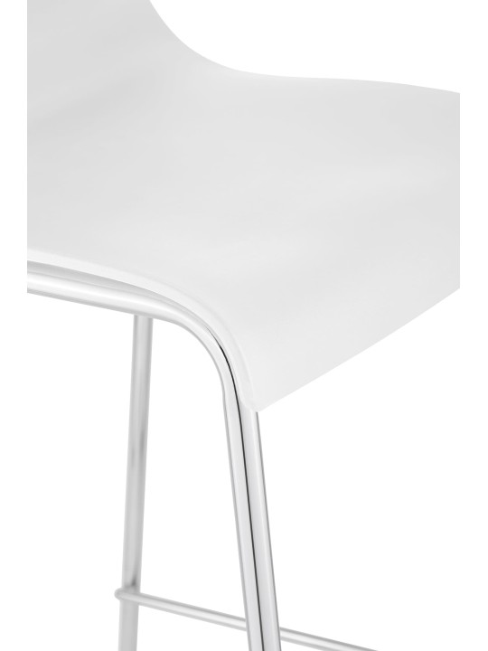 Lot de 2 tabourets de bar Hoover plastique 4 pieds structure chrome, blanc Lot de 2 tabourets de bar Hoover plastique 4 pieds structure chrome, blanc