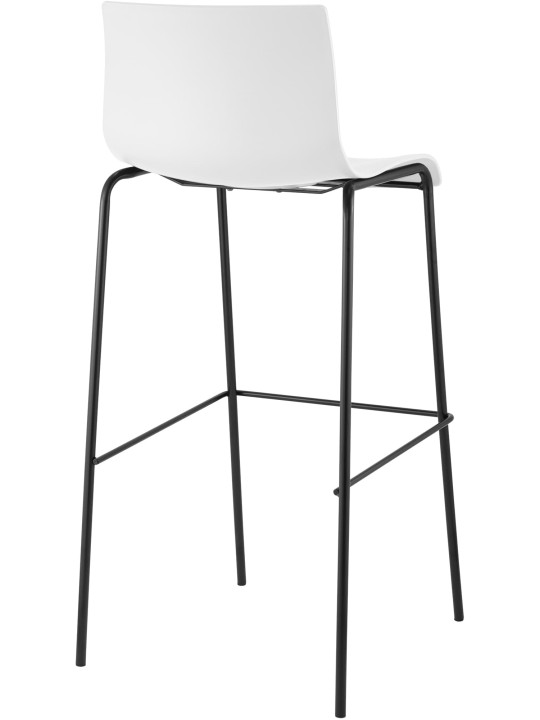 Lot de 2 tabourets de bar Hoover structure 4 pieds en plastique, blanc Lot de 2 tabourets de bar Hoover structure 4 pieds en plastique, blanc
