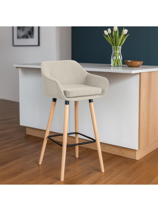 Lot de 2 tabourets de bar Grant tissu, crème Lot de 2 tabourets de bar Grant tissu, crème