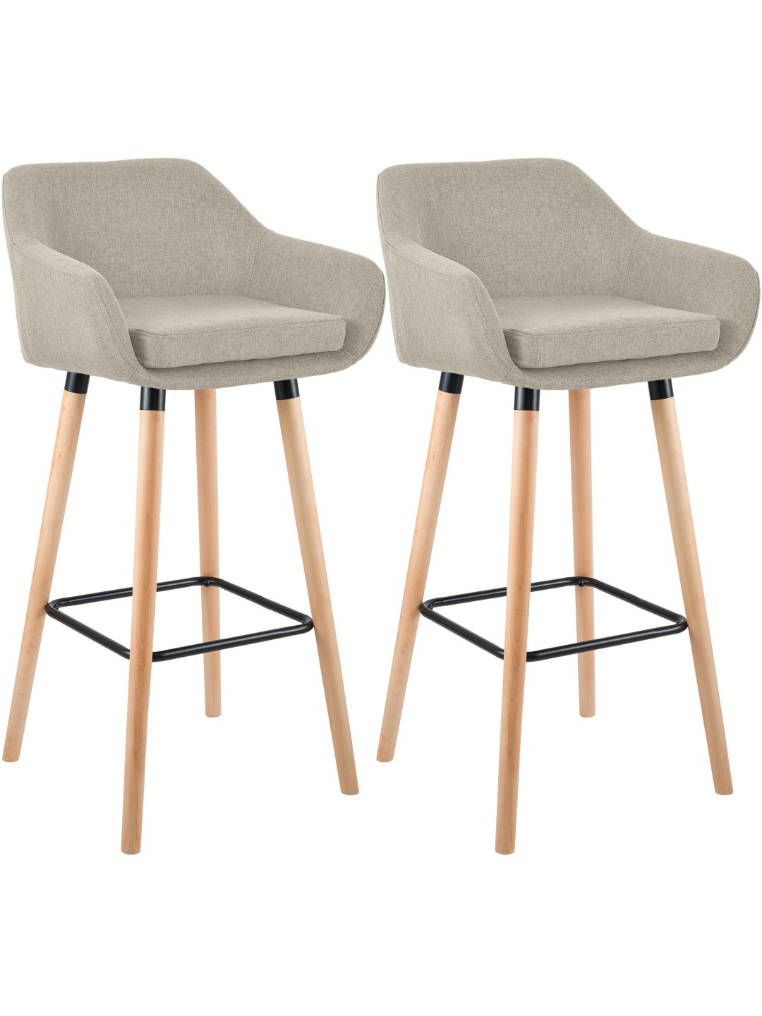 Lot de 2 tabourets de bar Grant tissu, crème