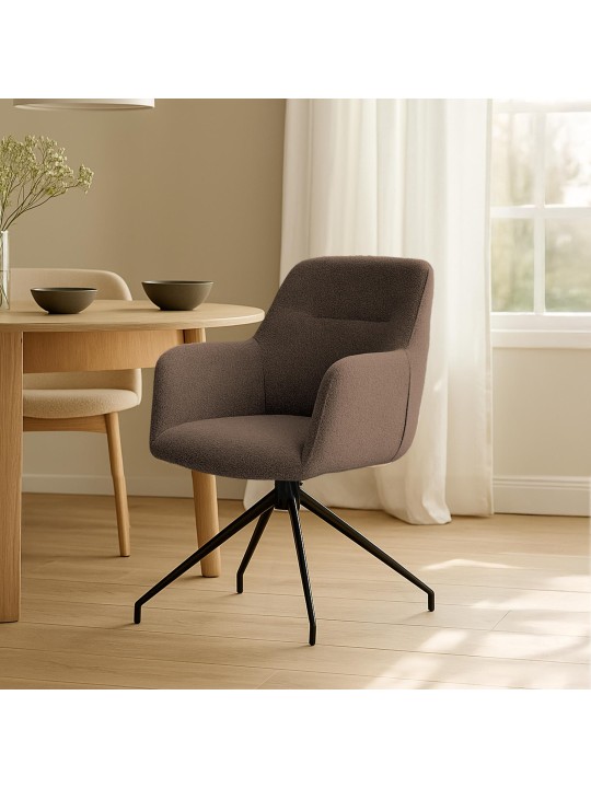 Chaise de salle à manger Merlinda tissu Teddy, marron