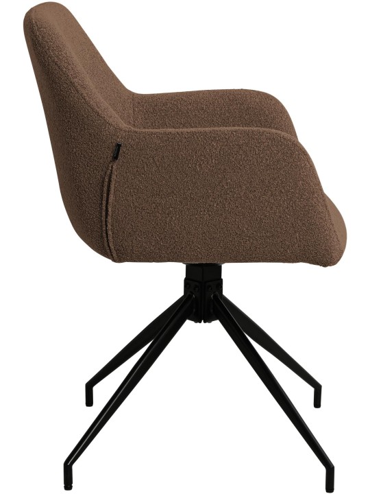 Chaise de salle à manger Merlinda tissu Teddy, marron