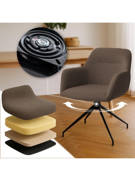 Chaise de salle à manger Merlinda tissu Teddy, marron