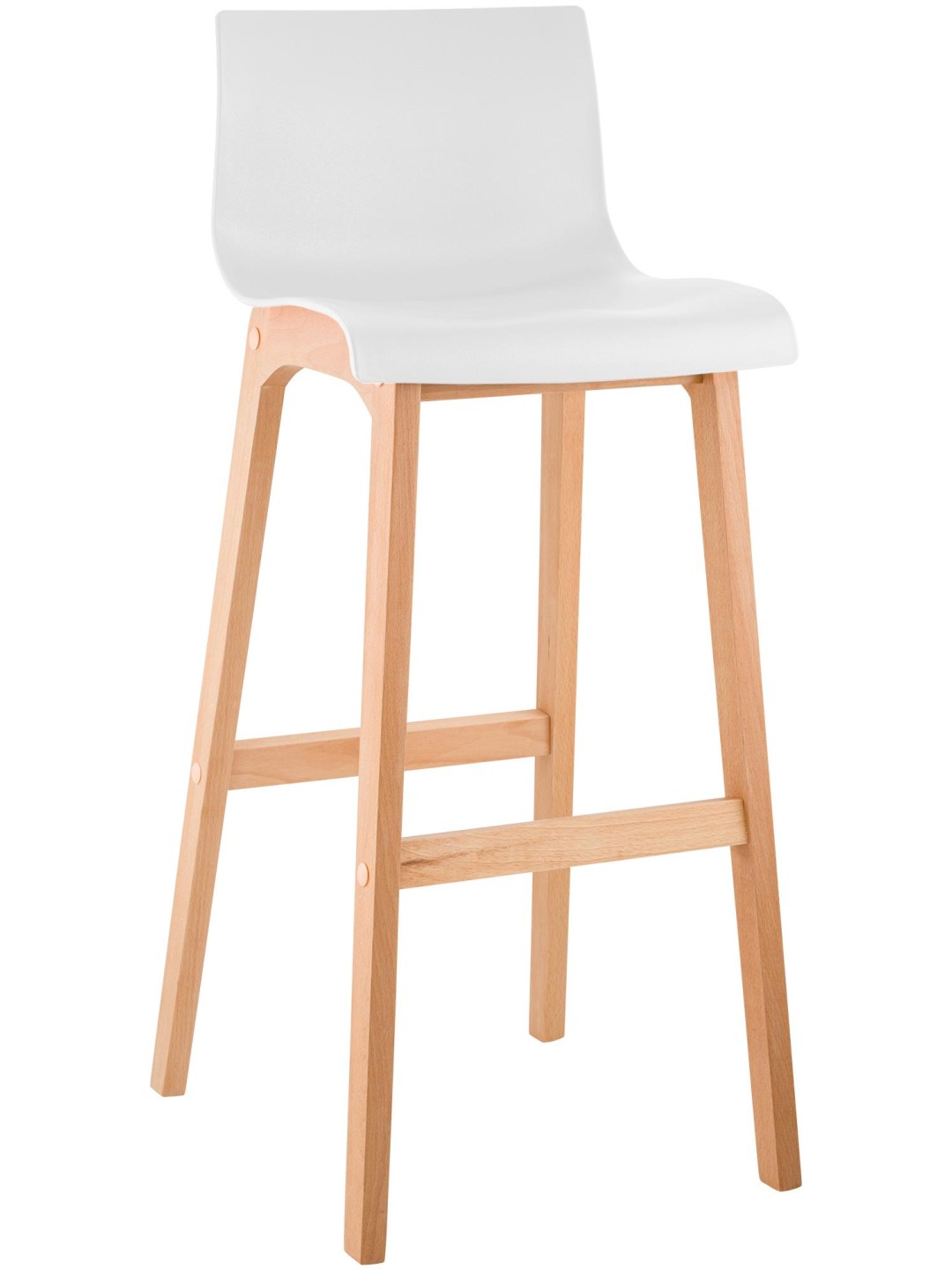 Tabouret de bar Hoover Natura structure 4 pieds, blanc