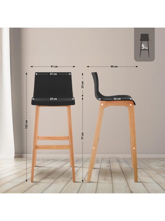 Lot de 2 tabourets de bar Hoover Natura, noir Lot de 2 tabourets de bar Hoover Natura, noir
