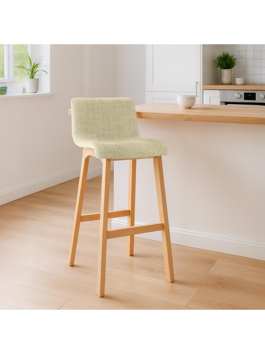 Lot de 2 tabourets de bar Hoover tissu Natura, crème