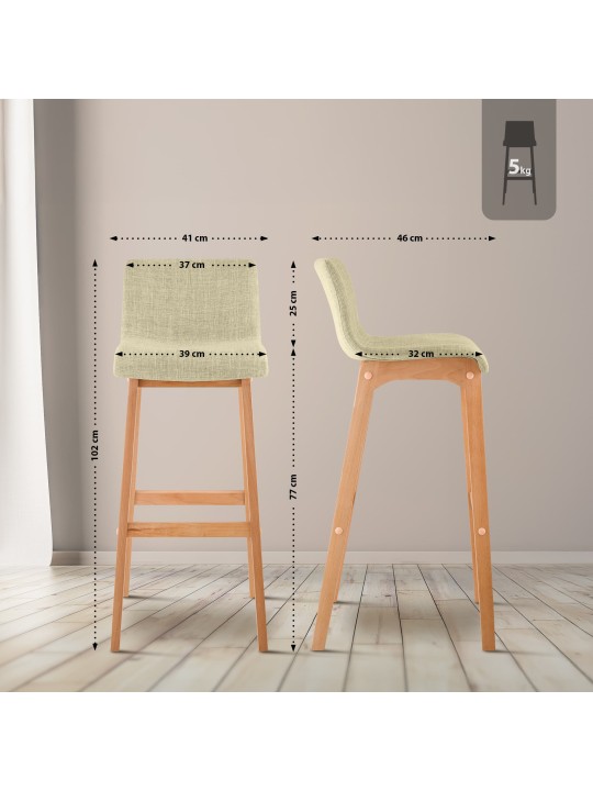 Lot de 2 tabourets de bar Hoover tissu Natura, crème