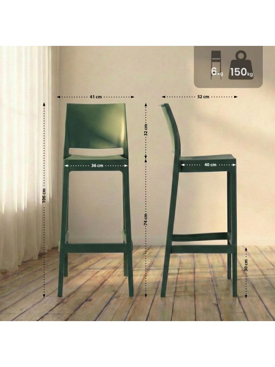 Tabouret de bar Flamur, olive