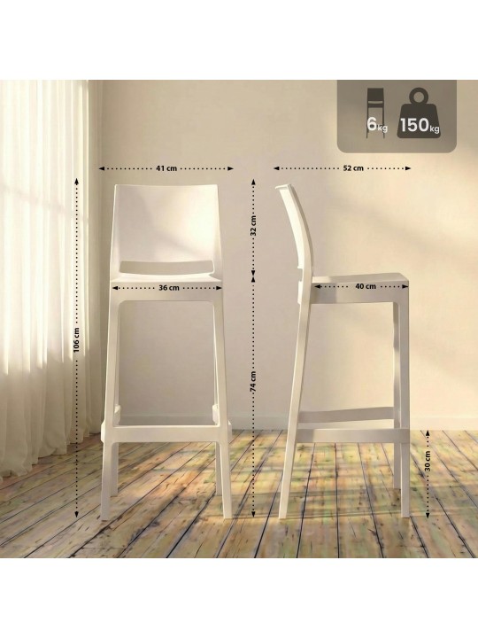Tabouret de bar Flamur, blanc