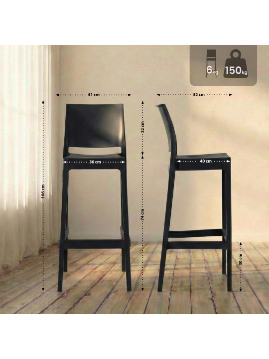 Tabouret de bar Flamur, noir