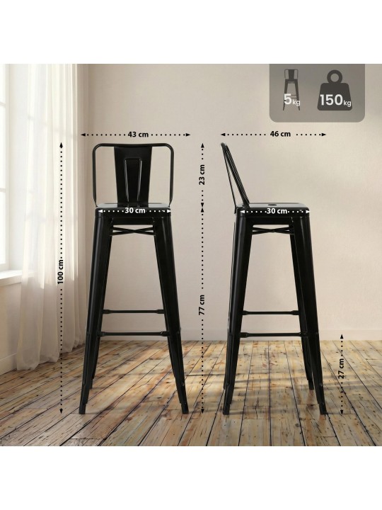 Tabouret de bar Mason, noir