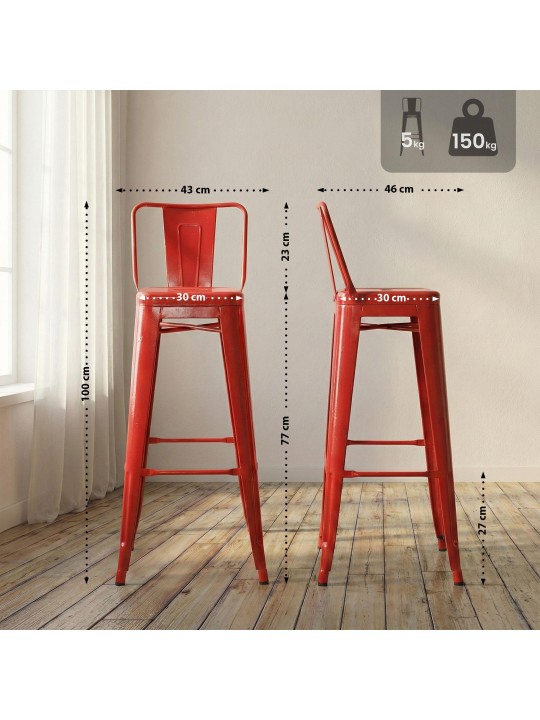 Tabouret de bar Mason, rouge