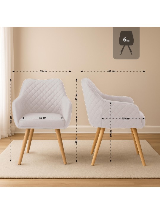 Chaise de salle à manger Gent tissu natura, crème