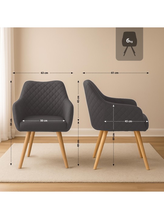 Chaise de salle à manger Gent tissu natura, gris foncé Chaise de salle à manger Gent tissu natura, gris foncé