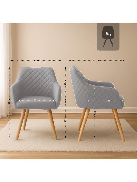 Chaise de salle à manger Gent tissu natura, gris