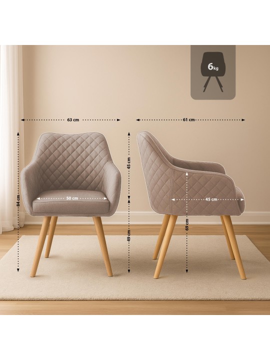 Chaise de salle à manger Gent tissu natura, taupe Chaise de salle à manger Gent tissu natura, taupe