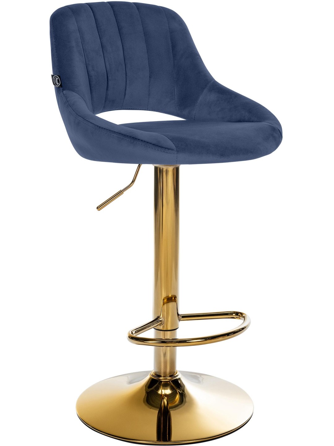 Tabouret de bar Milet velours or, bleu