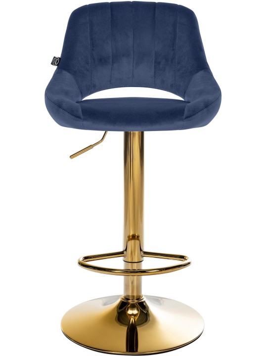 Tabouret de bar Milet velours or, bleu Tabouret de bar Milet velours or, bleu