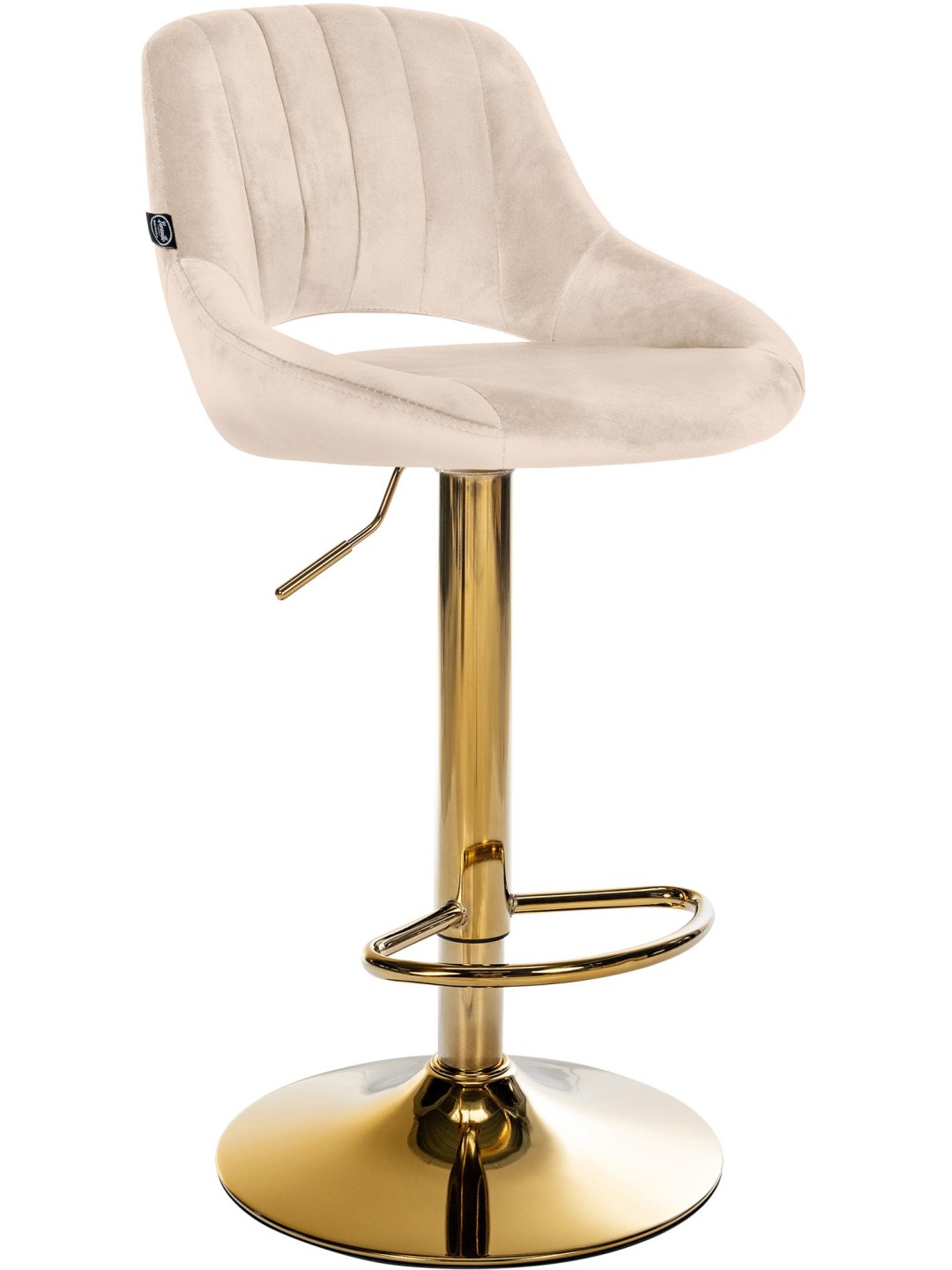 Tabouret de bar Milet velours or, crème