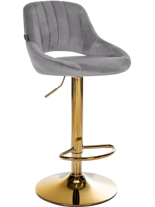 Tabouret de bar Milet velours or, gris foncé Tabouret de bar Milet velours or, gris foncé
