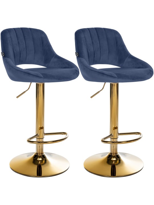 Lot de 2 tabourets de bar Milet Velours G, bleu Lot de 2 tabourets de bar Milet Velours G, bleu