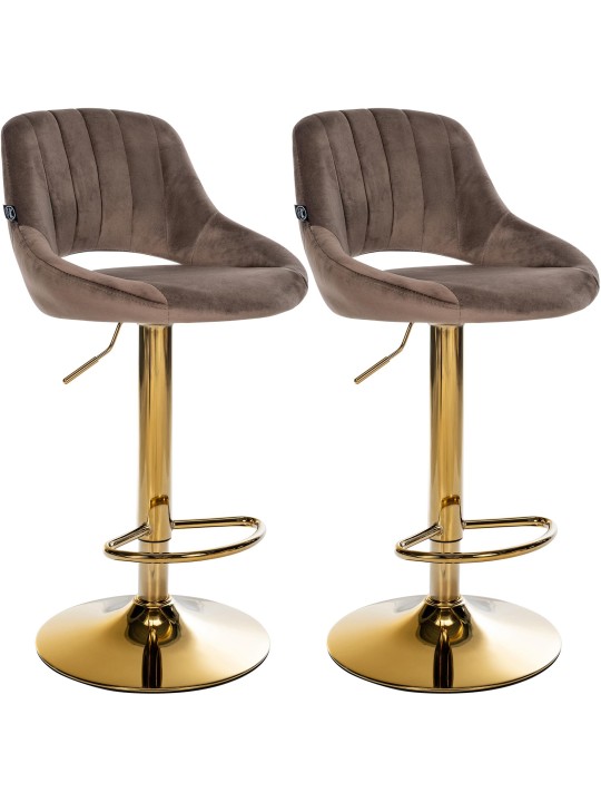 Lot de 2 tabourets de bar Milet Velours G, marron Lot de 2 tabourets de bar Milet Velours G, marron