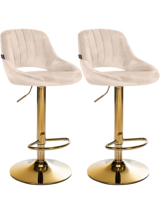 Lot de 2 tabourets de bar Milet velours G, crème Lot de 2 tabourets de bar Milet velours G, crème
