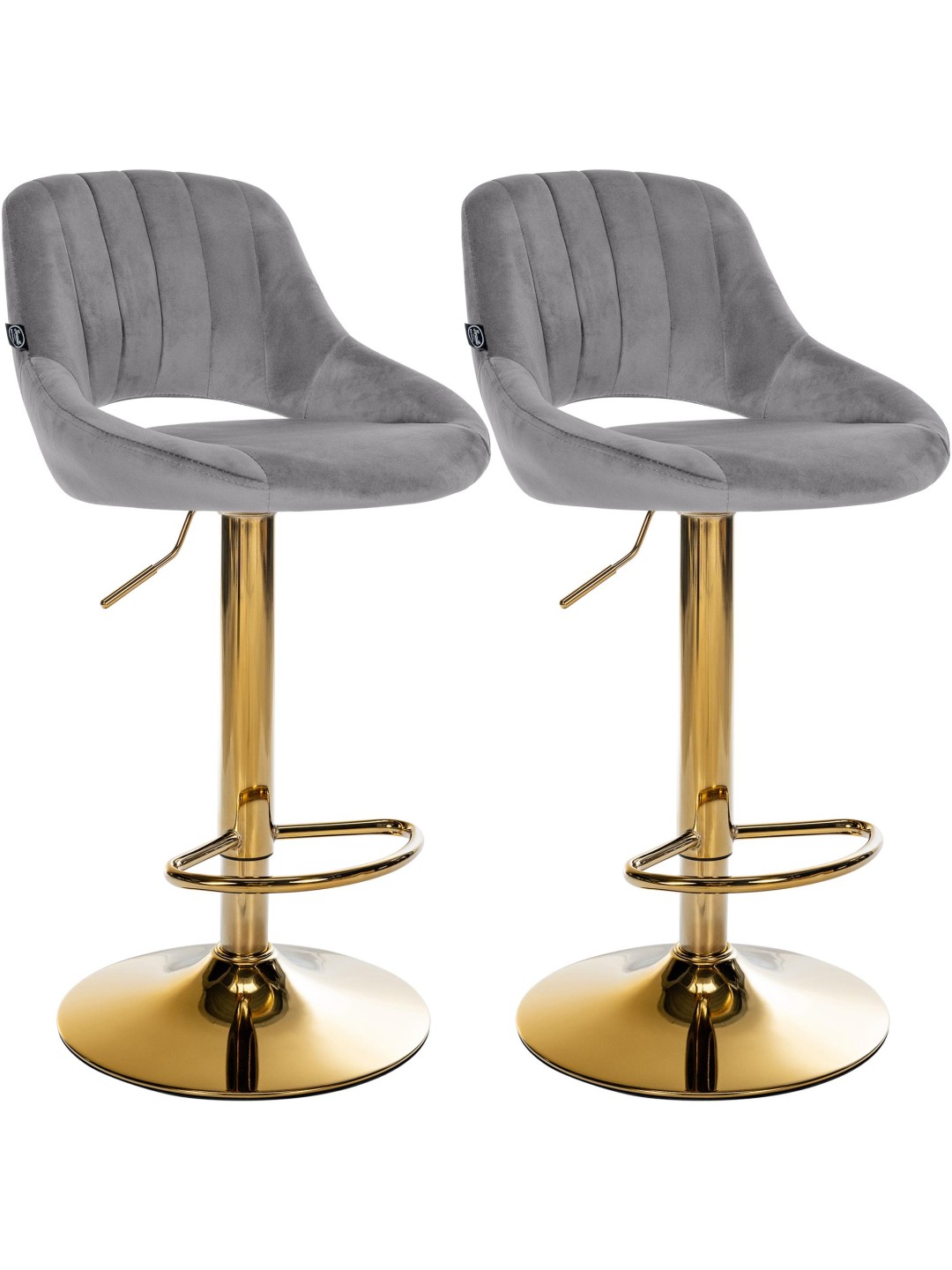 Lot de 2 tabourets de bar Milet Velours G, gris foncé