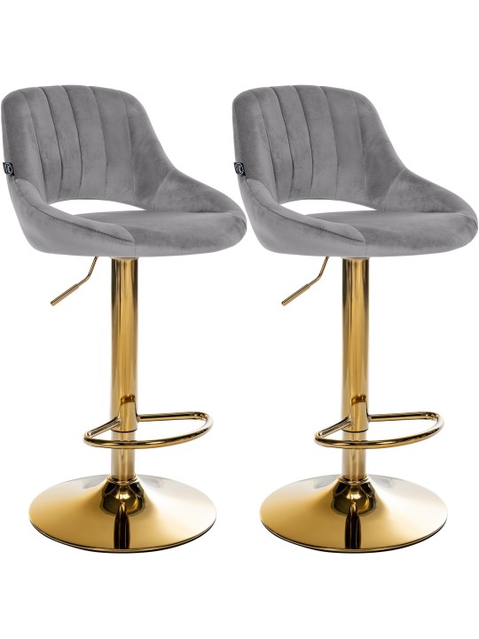 Lot de 2 tabourets de bar Milet Velours G, gris foncé Lot de 2 tabourets de bar Milet Velours G, gris foncé