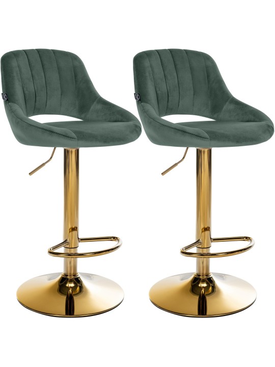 Lot de 2 tabourets de bar Milet Velours G, vert