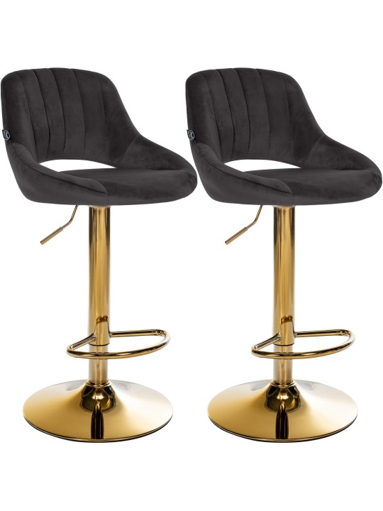 Lot de 2 tabourets de bar Milet Velours G, noir Lot de 2 tabourets de bar Milet Velours G, noir