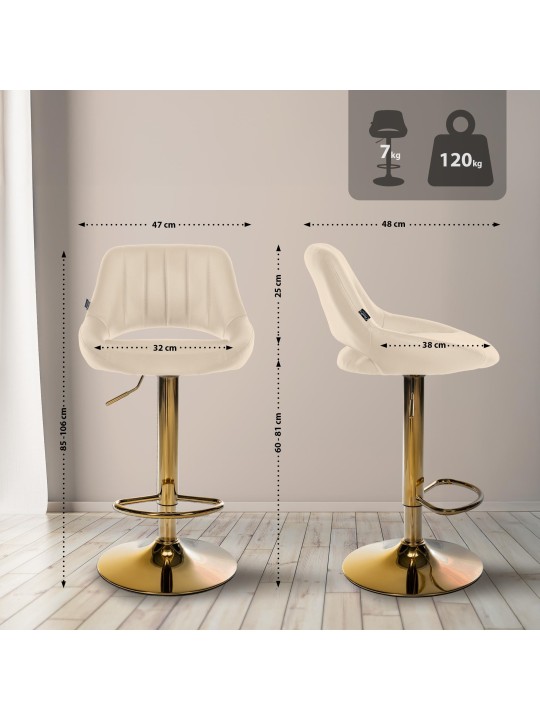 Lot de 2 tabourets de bar Milet similicuir G, crème Lot de 2 tabourets de bar Milet similicuir G, crème
