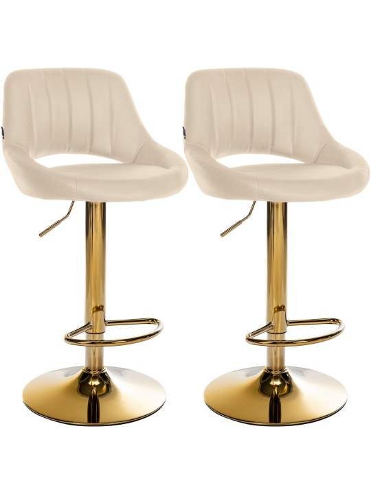 Lot de 2 tabourets de bar Milet similicuir G, crème Lot de 2 tabourets de bar Milet similicuir G, crème