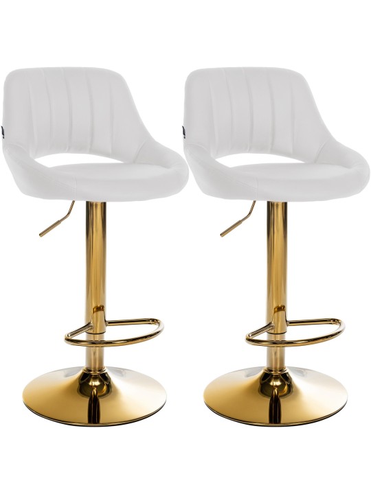 Lot de 2 tabourets de bar Milet similicuir G, blanc Lot de 2 tabourets de bar Milet similicuir G, blanc