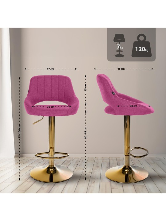 Tabouret de bar Milet tissu or, lilas