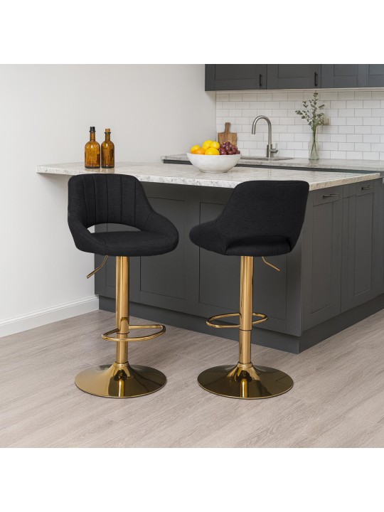 Lot de 2 tabourets de bar Milet tissu G, noir Lot de 2 tabourets de bar Milet tissu G, noir