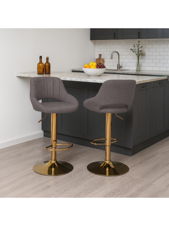 Lot de 2 tabourets de bar Milet tissu G, gris foncé Lot de 2 tabourets de bar Milet tissu G, gris foncé