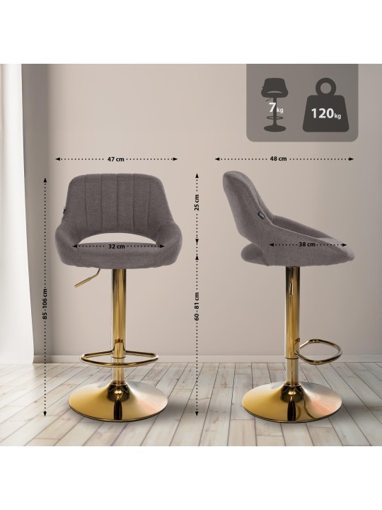Lot de 2 tabourets de bar Milet tissu G, gris foncé Lot de 2 tabourets de bar Milet tissu G, gris foncé