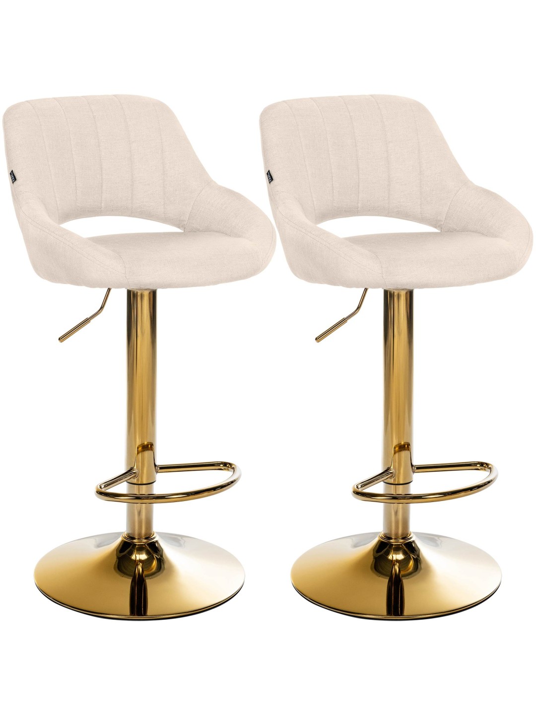 Lot de 2 tabourets de bar Milet tissu G, crème