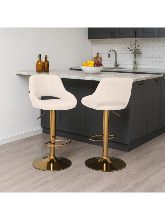 Lot de 2 tabourets de bar Milet tissu G, crème Lot de 2 tabourets de bar Milet tissu G, crème