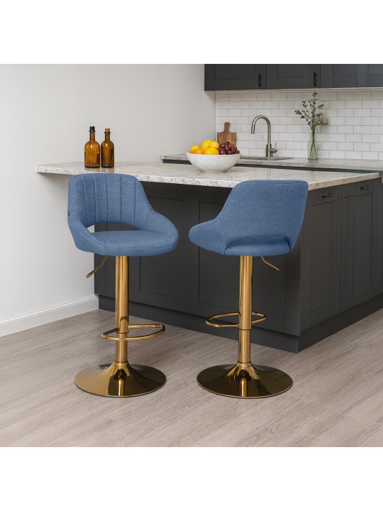 Lot de 2 tabourets de bar Milet tissu G, bleu Lot de 2 tabourets de bar Milet tissu G, bleu