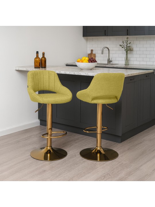 Lot de 2 tabourets de bar Milet tissu G, vert Lot de 2 tabourets de bar Milet tissu G, vert